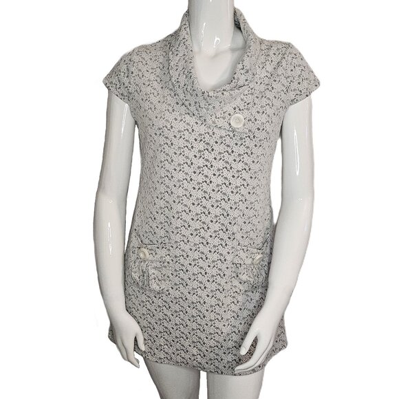 PAPILLION Cream & Black Cap Sleeve Cowl Neck Tunic Size Extra Large - Picture 1 of 7